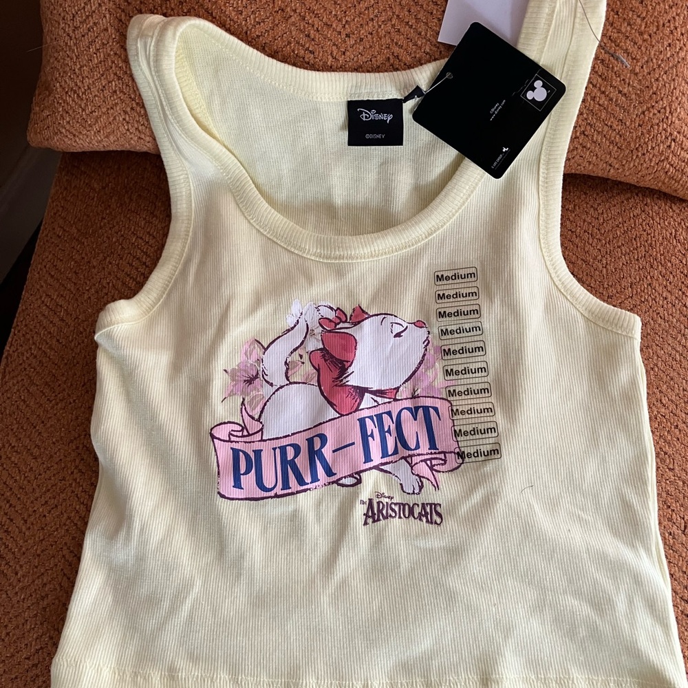 Disney Aristocats Marie Purrfect Yellow Crop Tank Top